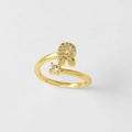 18k vergulde open ring met micro-pave zirkoon letter R en ronde kristal - Letter R