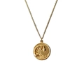 Elegante collana in acciaio inossidabile placcato oro 18K con ciondolo a moneta a onde - Stile di Rilievo Onda Marina Dorata