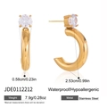 Dettaglio dimensioni degli orecchini a cerchio dorati in acciaio con zircone - Stile Dorato (JDE0112212)