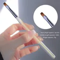Flat nail art brush with transparent gold glitter handle and brown synthetic bristles - 03 Extension Sculpting Brush (GJ0536-03)