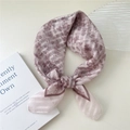 Pink floral cotton linen square scarf with delicate knot detail for women styling - 58*58cm / 21 Stripe Base-Printed