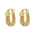 Französischer Vintage-Stil Gold geflochtene U-förmige Creolen mit texturiertem Knotendesign - VE1186 Gold Gedreht U-Form