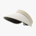 Elegant beige straw top visor hat with wavy texture and black anti-glare brim detail - Adjustable / Beige