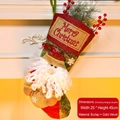 Christmas stocking with Santa Claus 3D doll, linen and velvet material, 25x45cm size - Santa Claus Style (064-A)
