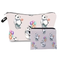 Set of two pink and purple panda print polyester cosmetic bags for travel organization - HLZH209-Pink Purple Panda