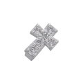 Macro shot of silver cross charm with micro-pave cubic zirconia for DIY jewelry making - White Gold Cross