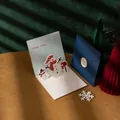 3D snowman Christmas card set with blue envelope and golden Jingle Bells seal sticker - Style C-Fairy Tale Xmas (Snowman/Mailbox)