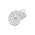 Macro shot of silver shell pendant with sparkling cubic zirconia on white background - VD1683 Silver White Zircon Shell
