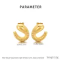 Detalle de pendientes espirales de acero bañados en oro 18K con medidas de 20x16 mm - Estilo Dorado (KE115078-K)