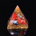 Orgone pyramid variant with colorful natural crystals and golden spiral coil - Colorful Shell