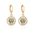 Exquisite vergoldete Leopard-Ohrringe mit glitzerndem Zirkonia und Klappverschluss - 43301-Runder Reifen Leopard