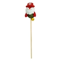 Wooden cat wand featuring a festive Santa plush toy with a jingle bell and colorful details - Cat Teaser Wand / Santa Claus