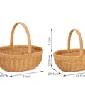 Woven storage baskets set with handles in light brown finish for picnic and shopping - Large Oval Pumpkin Basket