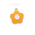 Orange enamel flower charm with white center and gold alloy frame for jewelry making - Orange