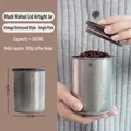 500ml vintage stainless steel canister with walnut wood lid for 160g coffee beans - Distressed Style / Large (520ml)