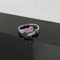 Dettaglio di pietre marquise rosa e zirconi bianchi su anello regolabile argento - Stile 1 Anello con Fiocco