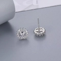 Elegant 925 sterling silver halo stud earrings with sparkling round cubic zirconia - Sunflower Zirconia Stud Earrings