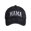 Dettaglio del berretto da baseball in cotone nero lavato con ricamo MAMA sulla parte frontale - Taglia Adulto (56-58cm) / Nero Lavato (Solo MAMA)