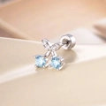 Silver cherry ear stud with light blue zircon stones and screw back for cartilage piercing - Single Piece / Light Sea Blue (A665-1#)