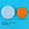 Detailed dimensions of 3D rose silicone mold with finished resin flower measurements - 5.5cm / White