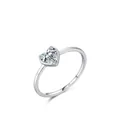 Elegante anello in argento sterling S925 con zircone a forma di cuore da donna - Taglia US 5 / Cuore