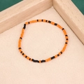 Handmade orange and black beaded bracelet in a sweet Korean style on a beige fabric - 49#-Orange and Black Seed Beads
