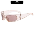 Y2K Sport-Sonnenbrille mit lichtdurchlässigem hellrosa Rahmen und getönten Gläsern - Champagnerfarbener Rahmen / Teebraune Gläser