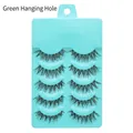 Detailed view of 5 pairs of natural manga false eyelashes with a green hanging hole - Handmade A20 Green Hanging Hole (5 Pairs)