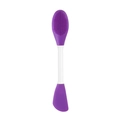 Dual-ended purple silicone face mask brush with applicator spatula and massage bristles - Cleansing/Knife Shape Purple