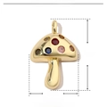 Detail view of 36mm mushroom pendant with colored zircon and copper parameter labels - Mushroom Shape