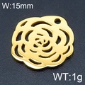 Hollow rose flower pendant in golden stainless steel, 15mm width jewelry accessory - 15mm Hollow Rose (KLJ6515-Z) / Gold