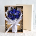Blue soap flower bouquet with 7 roses, LED lights, and a gift box for Mother's Day - Gift Box without String Lights / Blue