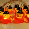 Christmas LED string lights with small yellow ducks wearing hats, 10 warm glow duck lamps - Miner Duck (1.8m 10 LEDs - 2AA Constant Light Battery Box)
