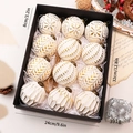 Set di 12 palline di Natale bianche e oro da 8cm in una confezione regalo premium - Set da 12/8cm / Oro Antico
