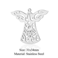 Macro shot of 31x34mm stainless steel angel cupid pendant with intricate hollow wings - Silver Hollow Large Angel-31x34mm