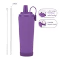 830ml purple insulated straw cup with wide Tritan straw and magnetic handle - 830ml / Violet (New)