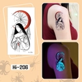 Luminous blue nun and spider web temporary tattoo sticker with crescent moon for Halloween - Hi-206 Nun Night