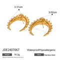 Boucles d'oreilles créoles croissant en acier doré avec oxydes de zirconium brillants - Croissant de Lune (JDE2407067)