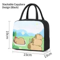 Insulated black lunch bag with Capybara print and 23x13x19cm size dimensions - Black Stacking KBLP