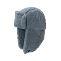 Gorro de invierno gris en lana de cordero con orejeras para protección contra el viento - Azul