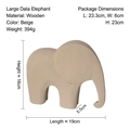 Large cream Dala Elephant wooden ornament with detailed product dimensions and size specs - Elephant Large - Beige