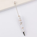 DIY beadable pen featuring a white and gold marble patterned barrel with a silver metal rod - 19# Pattern (White Gold Marble)