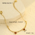Macro shot of double-layer gold heart bracelet with dimensions 16+4cm on stone base - 18K Gold / Double Layer Heart Style (NMSB-E6210-1) / Gold