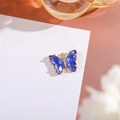 Elegant gold-framed butterfly pendant featuring blue gradient crystal and tiny white zircons - Medium Blue & White