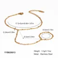 Detail view of gold stainless steel slave bracelet with precise size measurements - Minimalist Style (YYB025013)