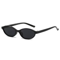 Detailansicht der Vintage Oval Sonnenbrille mit schwarzem Rahmen und dunklen Gläsern - Schwarzer Rahmen Graue Gläser