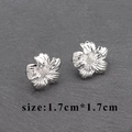 Pair of silver 18k plated flower studs earrings with polished finish size 1.7cm - Silver 3D Flower Style (M60014)