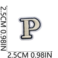 Close-up of letter P embroidered patch with size dimensions 2.5cm 0.98in - P (Beige)