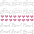 Pink heart embroidery patches and Team Braut white bridal iron-on patches set - Bride Team and Heart Embroidery Set
