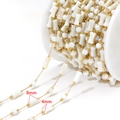 Golden stainless steel jewelry chain with 8mm and 4mm white bone beads on spool - Stone Bone Style (F2335) / 4x8mm / Gold